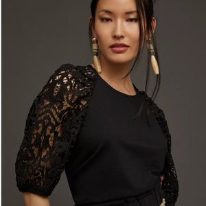 Anthropologie Dolan Lace Sleeve Shirt